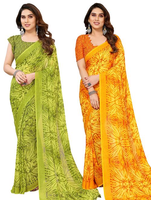 women pack of 2 casual wear combo saree with blouse - 21445274 - Very Small Image - 1