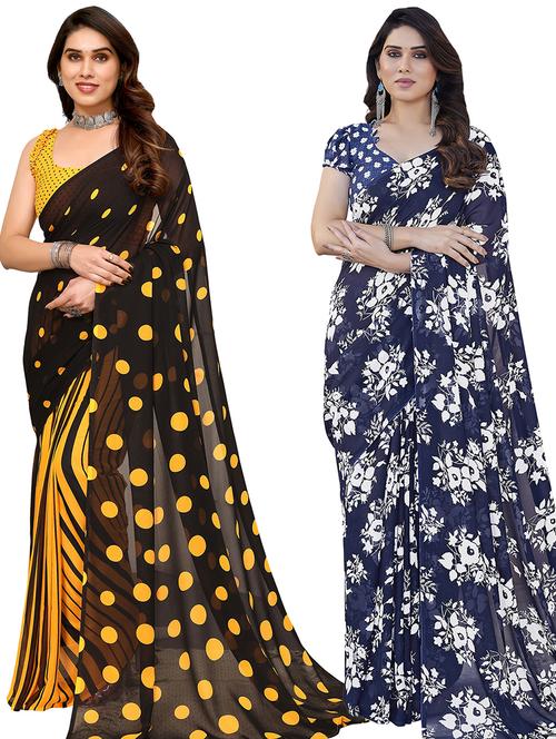 pack of 2 casual wear sarees with blouse - 21445277 - Very Small Image - 1