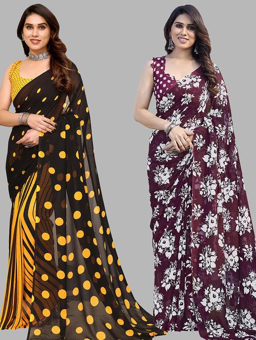 women pack of 2 casual wear combo saree with blouse - 21445284 - Very Small Image - 1
