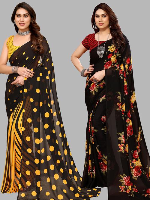 women pack of 2 casual wear combo sarees with blouse - 21445286 - Very Small Image - 1