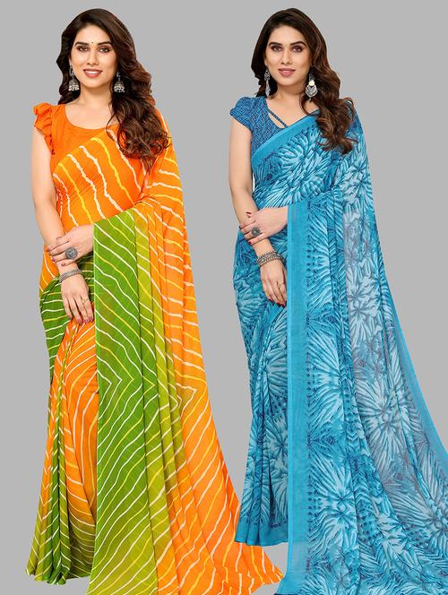 pack of 2 casual wear sarees with blouse - 21445292 - Very Small Image - 1
