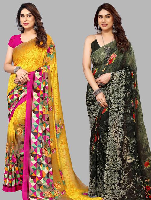pack of 2 casual wear sarees with blouse - 21445293 - Very Small Image - 1