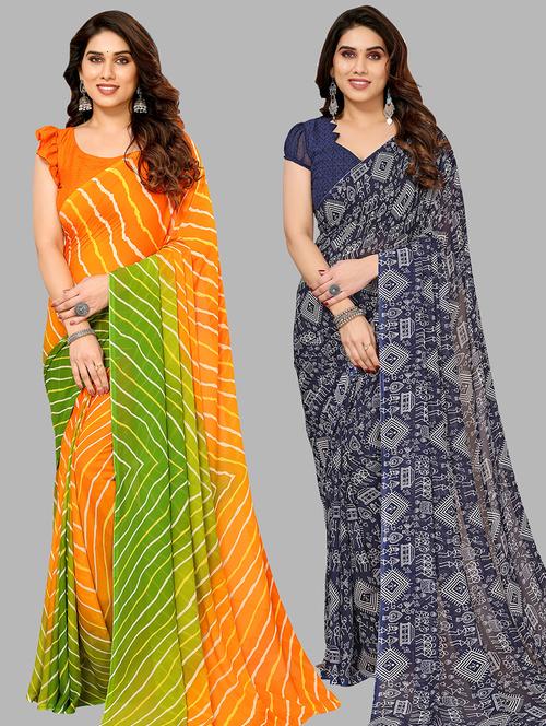 pack of 2 casual wear sarees with blouse - 21445294 - Very Small Image - 1