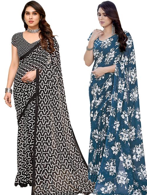 pack of 2 casual wear combo sarees with blouse - 21445298 - Very Small Image - 1