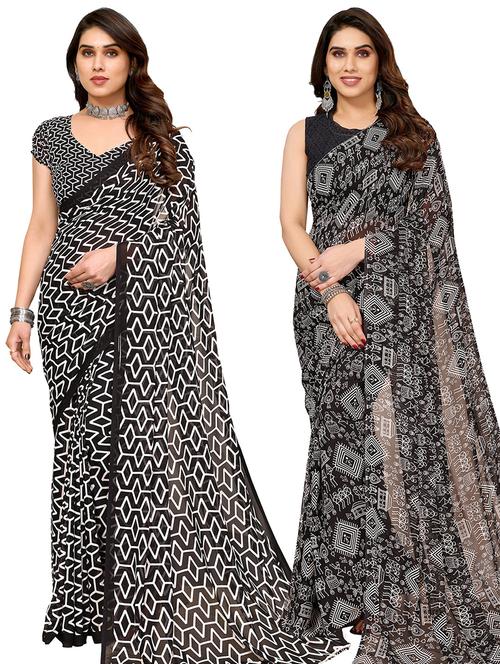 pack of 2 casual wear combo sarees with blouse - 21445301 - Very Small Image - 1
