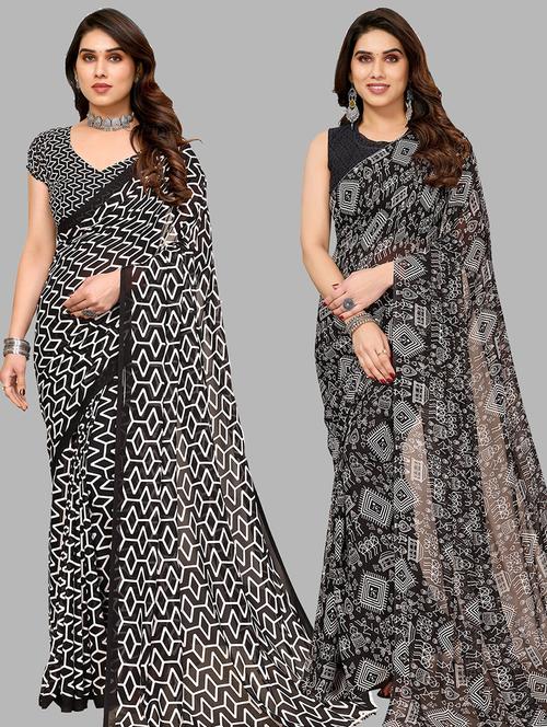 pack of 2 casual wear combo sarees with blouse - 21445307 - Very Small Image - 1