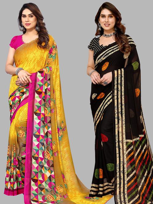 pack of 2 casual wear combo sarees with blouse - 21445308 - Very Small Image - 1