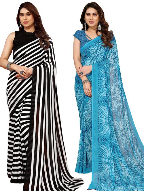 pack of 2 casual wear combo sarees with blouse - 21445316 - Very Small Image - 1