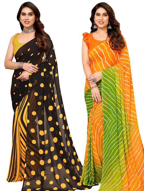 pack of 2 casual wear combo sarees with blouse - 21445324 - Very Small Image - 1
