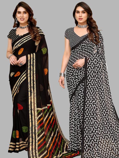 pack of 2 casual wear combo sarees with blouse - 21445325 - Very Small Image - 1