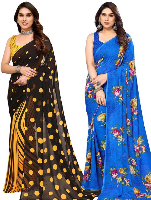 pack of 2 casual wear combo sarees with blouse - 21445330 - Very Small Image - 1
