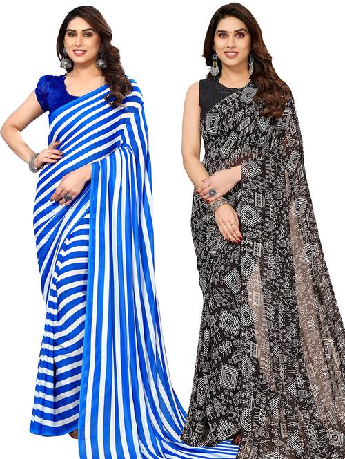 pack of 2 casual wear combo sarees with blouse - 21445362 - Very Small Image - 1