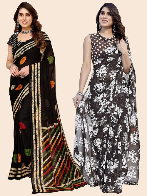 pack of 2 casual wear sarees with blouse - 21445367 - Very Small Image - 1