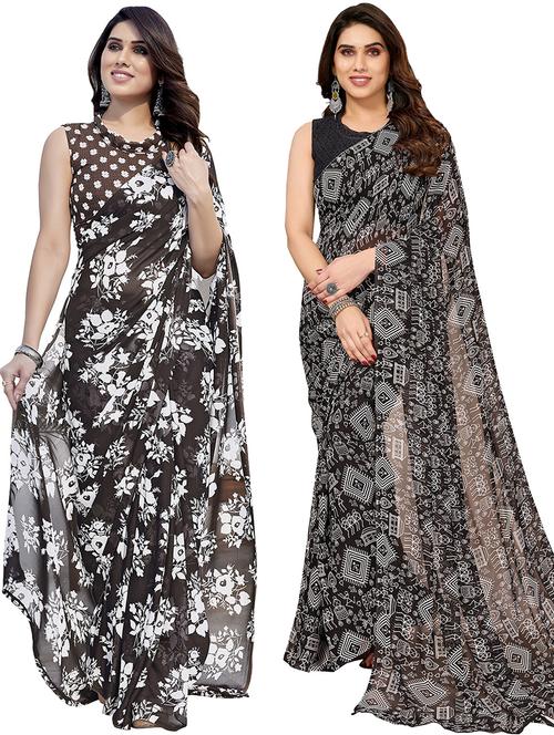 pack of 2 casual wear sarees with blouse - 21445368 - Very Small Image - 1