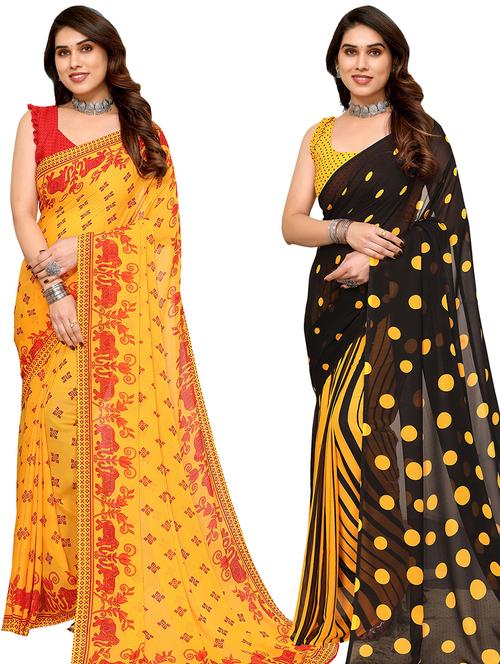 women pack of 2 casual wear combo saree with blouse - 21445371 - Very Small Image - 1