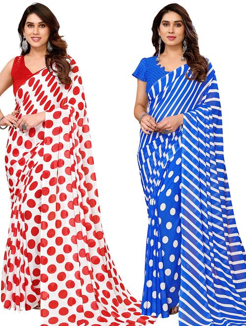 women pack of 2 casual wear combo sarees with blouse - 21445374 - Very Small Image - 1