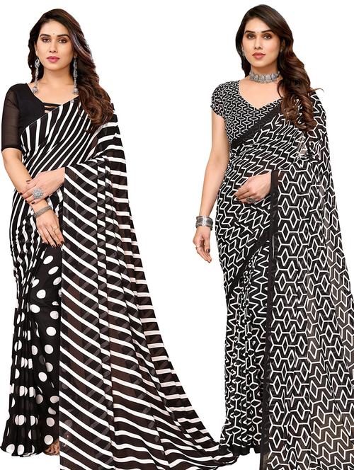 women pack of 2 casual wear combo saree with blouse - 21445379 - Very Small Image - 1