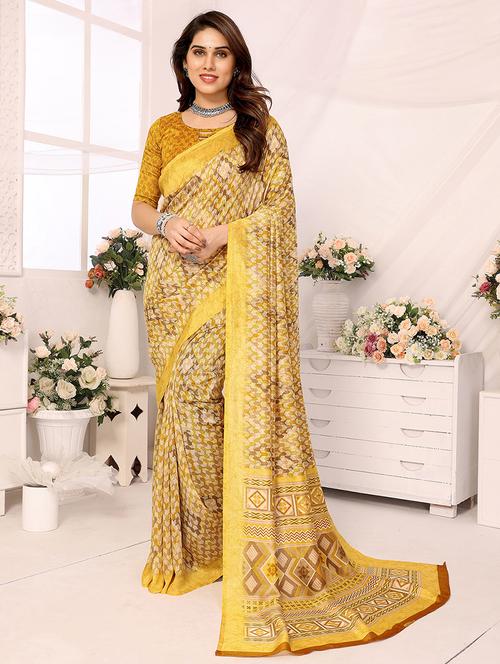 women printed casual wear saree with blouse - 21445380 - Very Small Image - 1