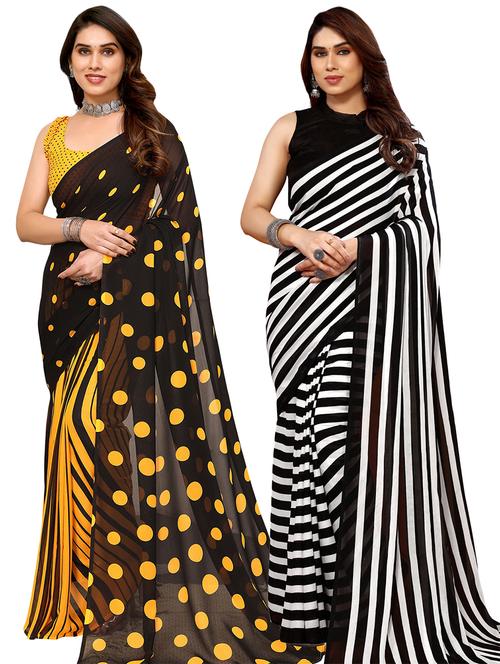 pack of 2 printed casual wear sarees with blouse - 21445391 - Very Small Image - 1
