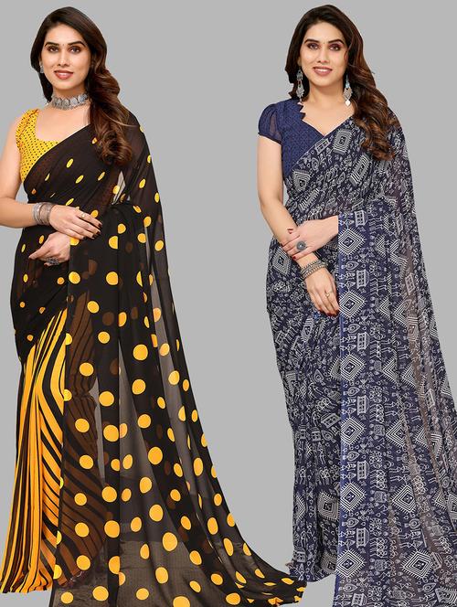 pack of 2 casual wear sarees with blouse - 21445401 - Very Small Image - 1