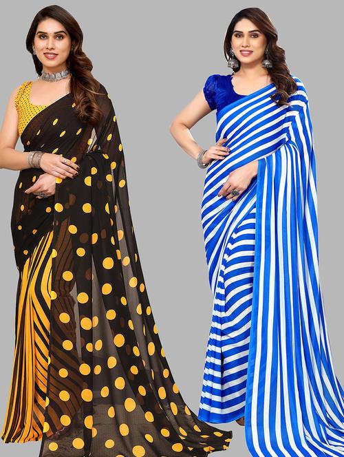 women pack of 2 casual wear combo sarees with blouse - 21445407 - Very Small Image - 1