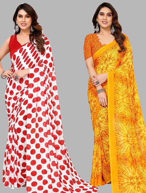 women pack of 2 casual wear combo sarees with blouse - 21445412 - Very Small Image - 1