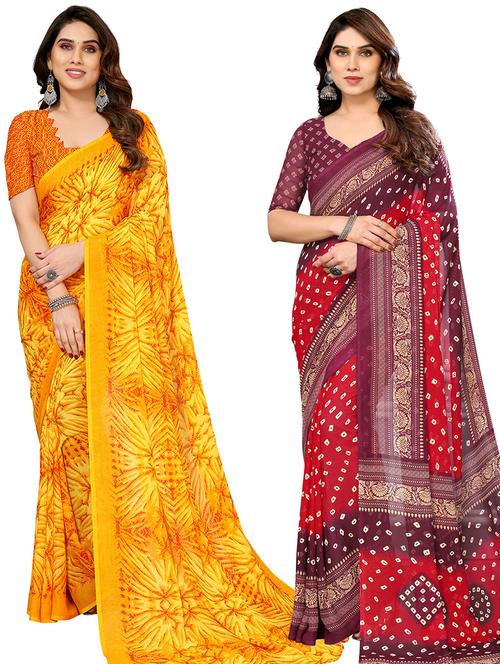 women pack of 2 casual wear combo sarees with blouse - 21445417 - Very Small Image - 1