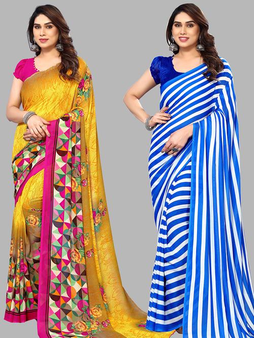 pack of 2 casual wear sarees with blouse - 21445453 - Very Small Image - 1
