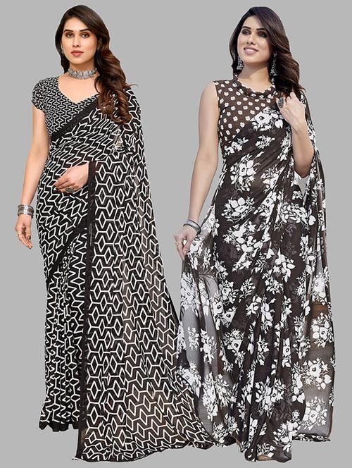 women pack of 2 casual wear combo saree with blouse - 21445476 - Very Small Image - 1