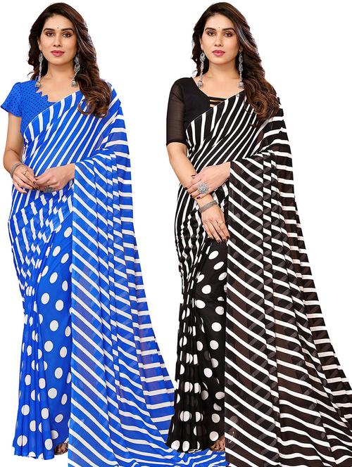 women pack of 2 casual wear combo saree with blouse - 21445477 - Very Small Image - 1