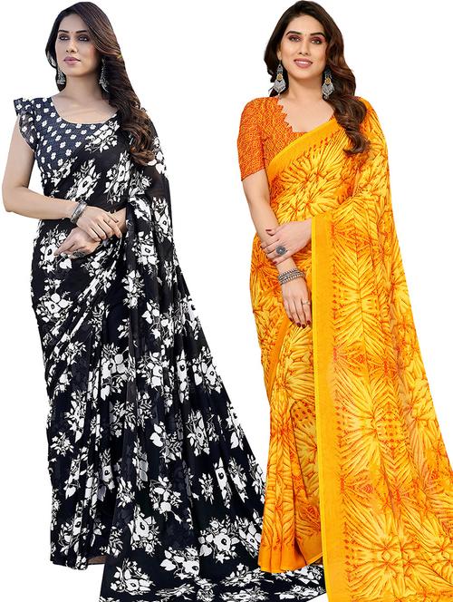 women pack of 2 casual wear combo saree with blouse - 21445481 - Very Small Image - 1