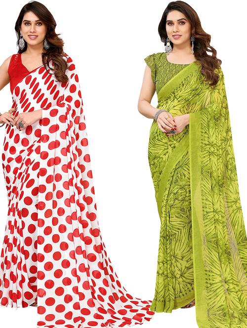 women pack of 2 casual wear combo saree with blouse - 21445482 - Very Small Image - 1