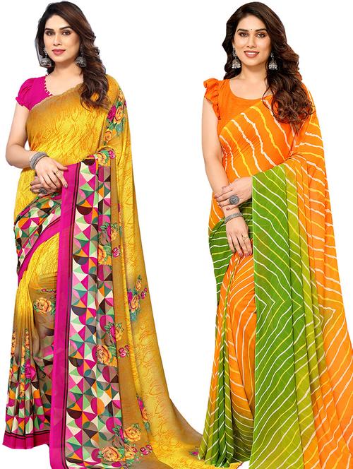women pack of 2 casual wear combo saree with blouse - 21445484 - Very Small Image - 1