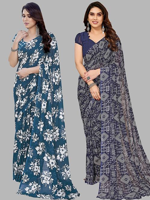 women pack of 2 casual wear combo saree with blouse - 21445485 - Very Small Image - 1
