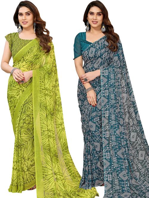 women pack of 2 casual wear combo saree with blouse - 21445486 - Very Small Image - 1