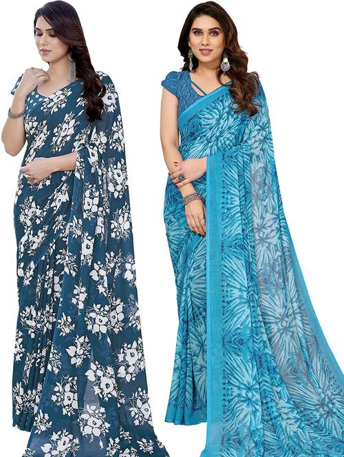 pack of 2 casual wear sarees with blouse - 21445490 - Very Small Image - 1