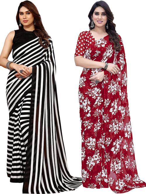 women pack of 2 casual wear combo saree with blouse - 21445492 - Very Small Image - 1