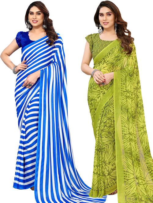 pack of 2 casual wear sarees with blouse - 21445493 - Very Small Image - 1