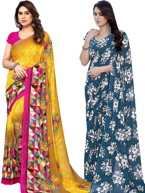 women pack of 2 casual wear combo saree with blouse - 21445494 - Very Small Image - 1