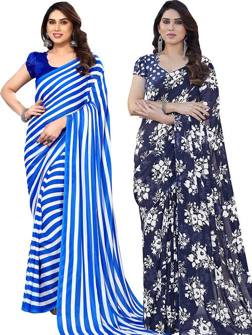 women pack of 2 casual wear combo saree with blouse - 21445495 - Very Small Image - 1