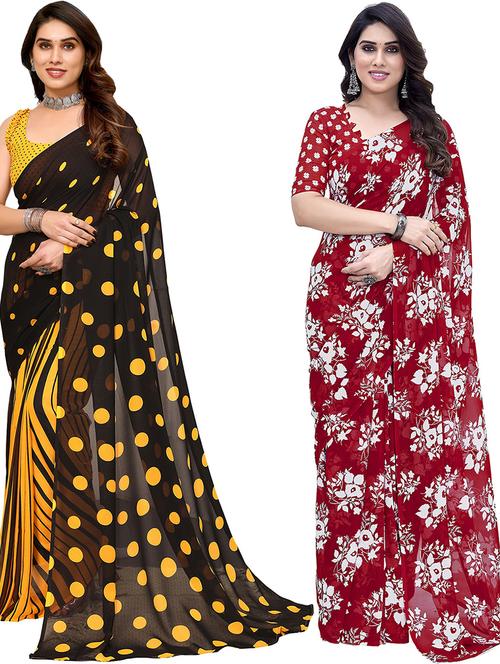 women pack of 2 casual wear combo saree with blouse - 21445507 - Very Small Image - 1
