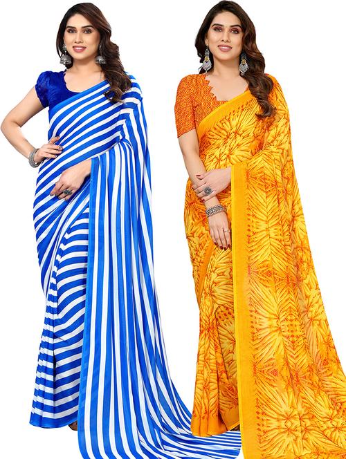 pack of 2 casual wear sarees with blouse - 21445509 - Very Small Image - 1