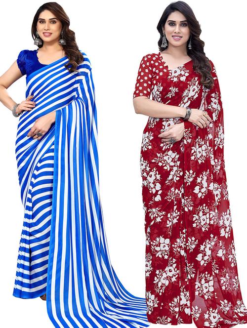 women pack of 2 casual wear combo saree with blouse - 21445518 - Very Small Image - 1