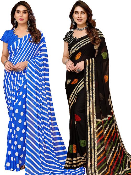 women pack of 2 casual wear combo saree with blouse - 21445519 - Very Small Image - 1