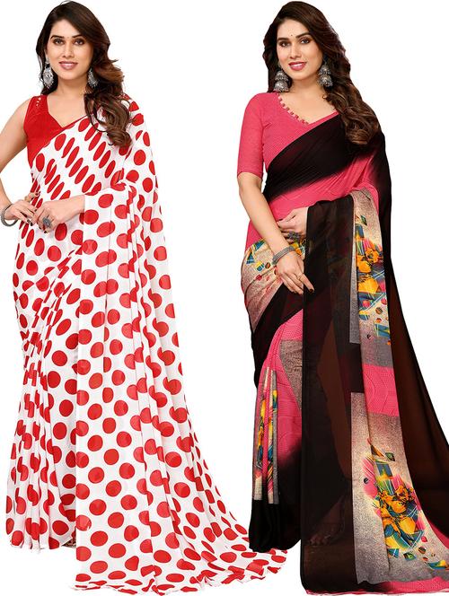 women pack of 2 casual wear combo saree with blouse - 21445528 - Very Small Image - 1