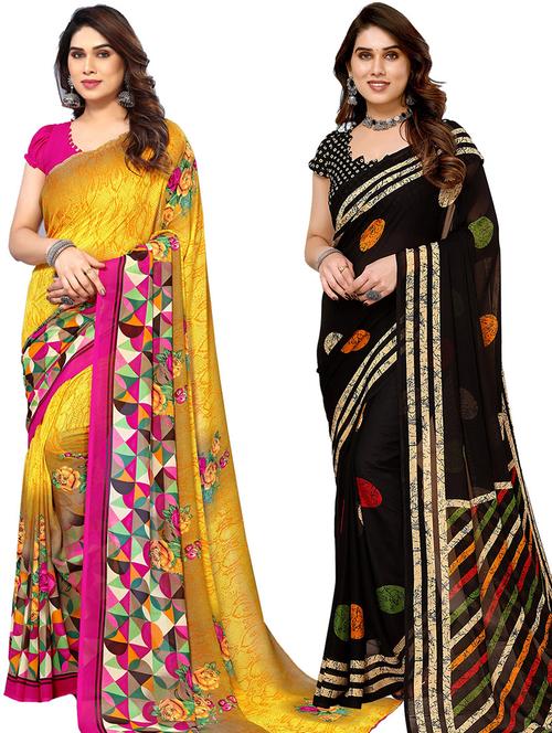 women pack of 2 casual wear combo saree with blouse - 21445531 - Very Small Image - 1