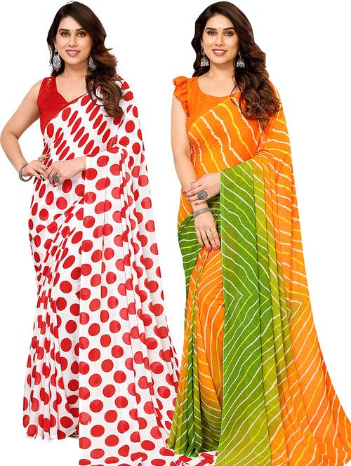 pack of 2 casual wear combo sarees with blouse - 21445534 - Very Small Image - 1