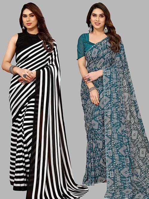 women pack of 2 casual wear combo saree with blouse - 21445536 - Very Small Image - 1
