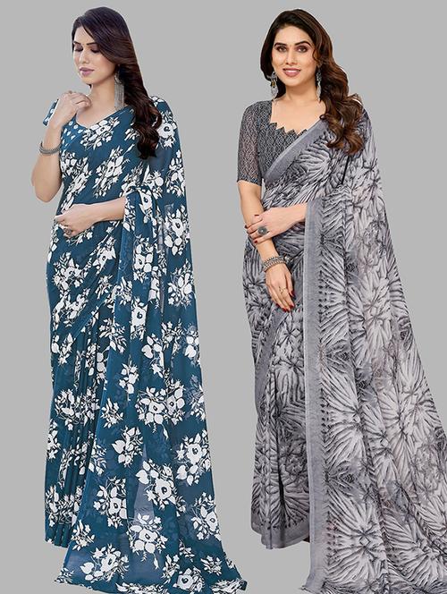 women pack of 2 casual wear combo saree with blouse - 21445537 - Very Small Image - 1
