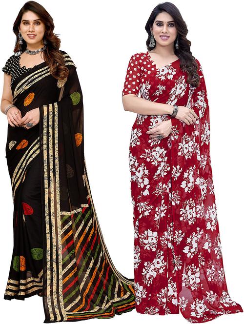 pack of 2 casual wear sarees with blouse - 21445543 - Very Small Image - 1